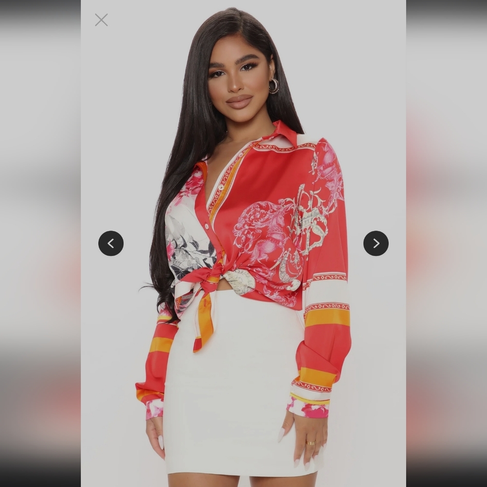 Fashion Nova Night After Work Satin Shirt - Picture 2 of 4